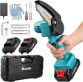 Mini ChainSaw with 2 Battery, 4-Inch Cordless Electric Pruning Chain Saw with Replacement Chain, One-Handed Portable Chainsaw W551573