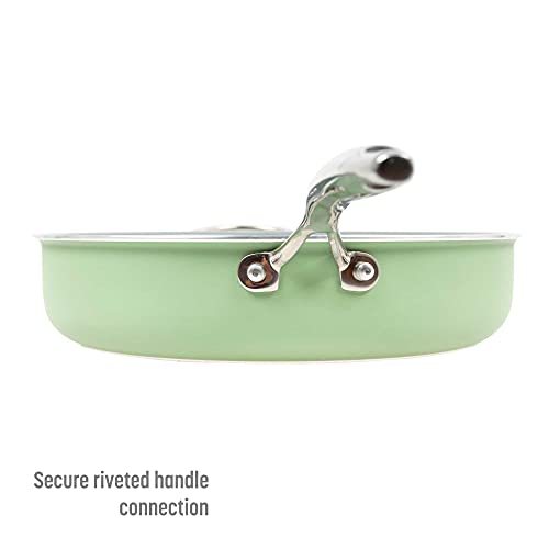 Ceramic Nonstick Deep Saute Pan with Lid, 4-Quart, Green Z912248