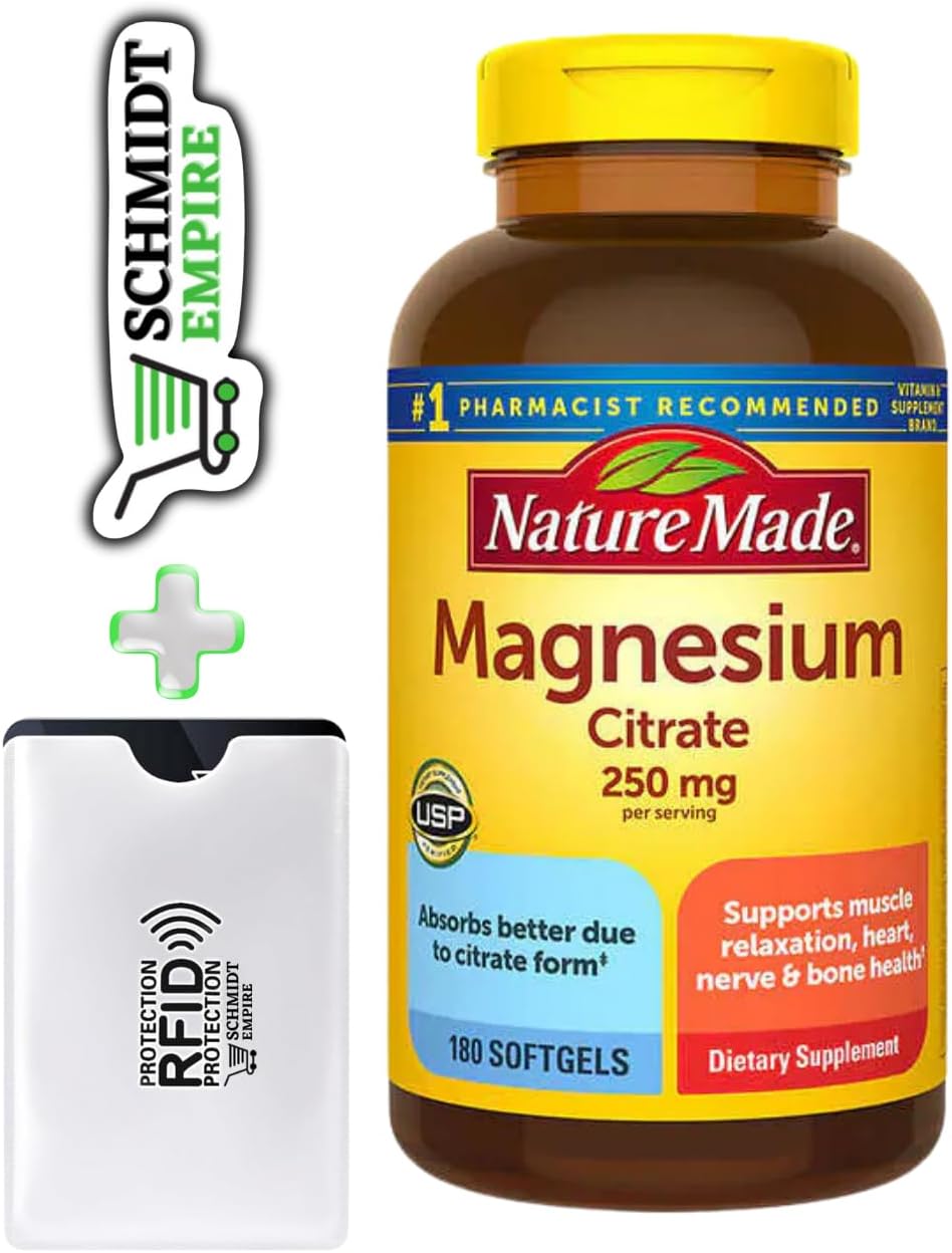 Magnesium Citrate 250 mg Supplement, 180 Count Softgels P3980