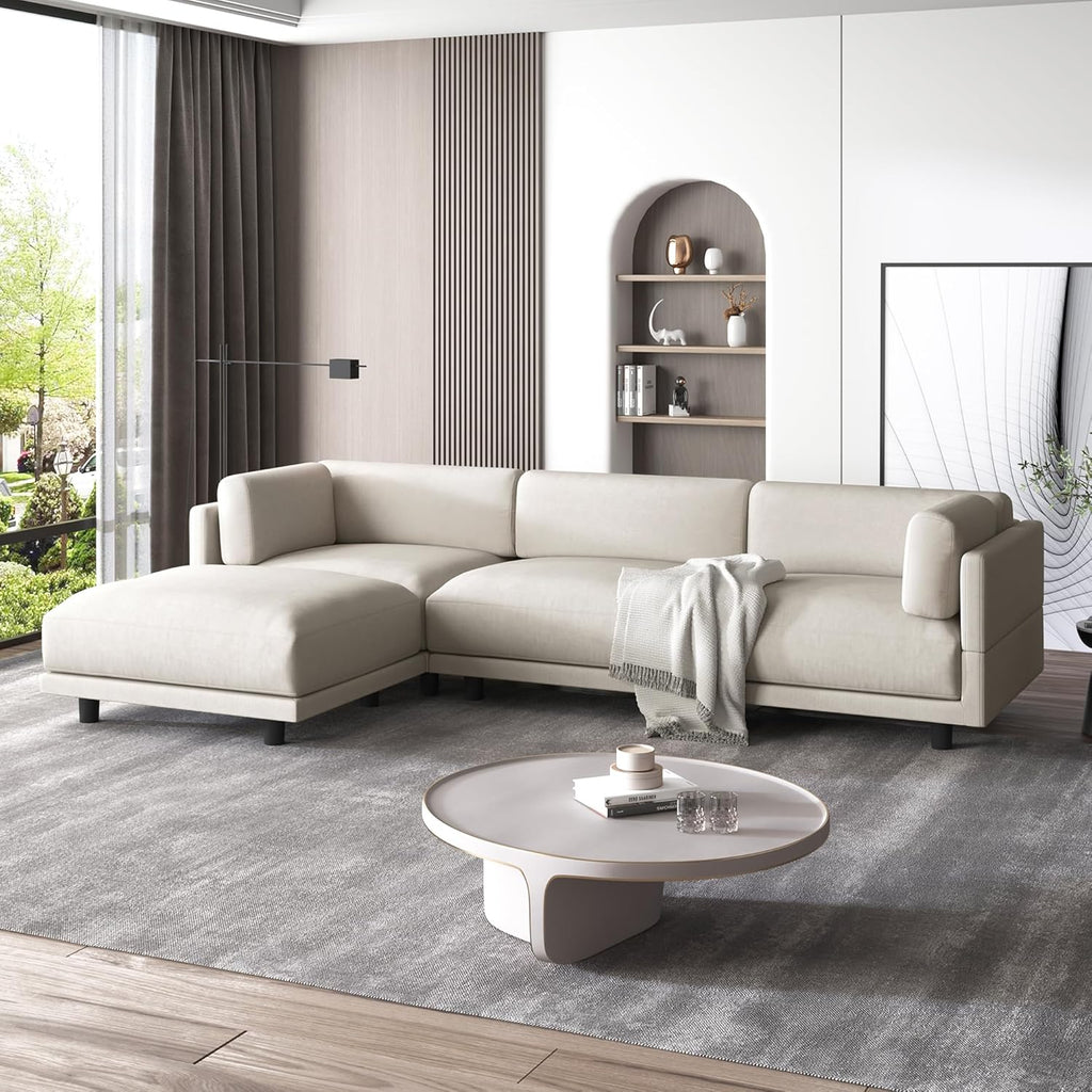 L Shaped Modular Sectional Sofa with Extra Wide Chaise and Polyester Blend Upholstery D1384