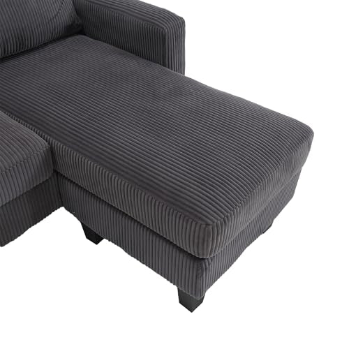 Emerald Velvet L-Shaped Sofa with Reversible Chaise and Ottoman D983