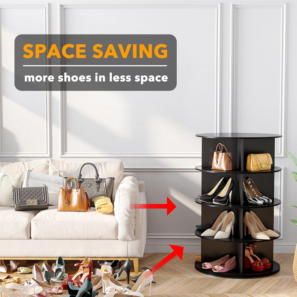4 Tier Black Rotating Shoe Rack P209863