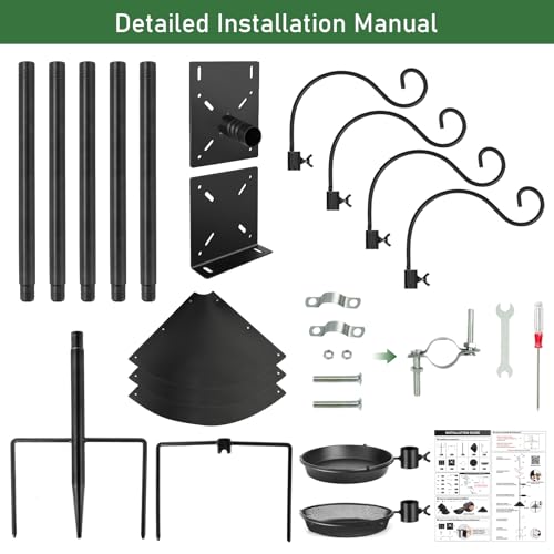 92 Inch Heavy Duty Bird Feeder Pole with Baffle A1180