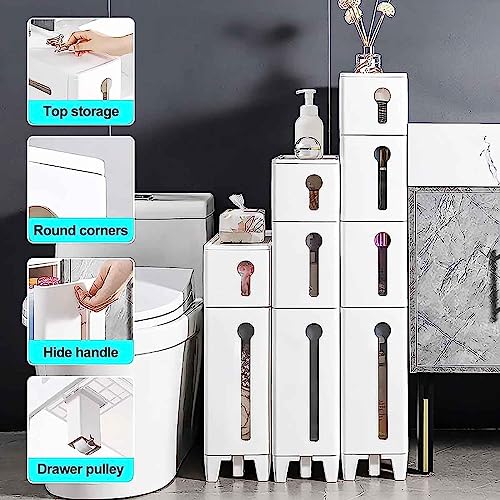 Freestanding Utility Storage Cabinet with Narrow Plastic Drawers A21243