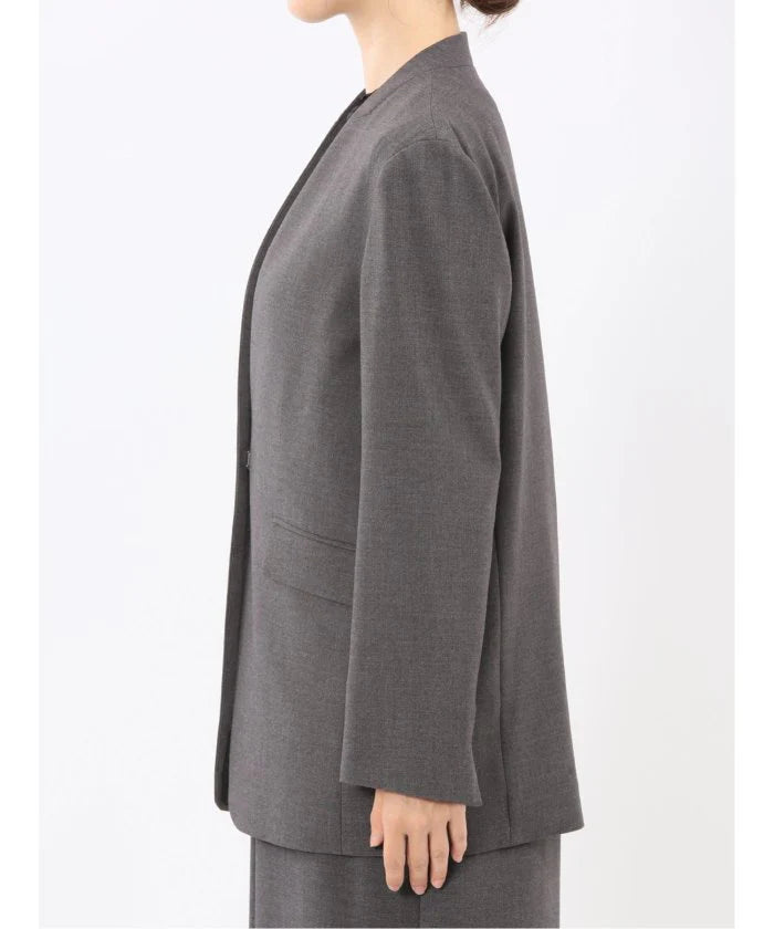 Stretch Washable Woolish No Collar Jacket F496