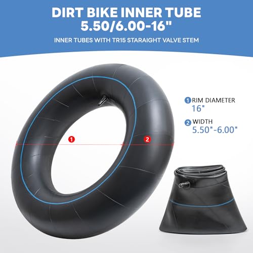 2-PCS 5.50/6.00-16 TR15 Straight Valve Stem Heavy Duty Butyl Rubber Inner Tubes D22617