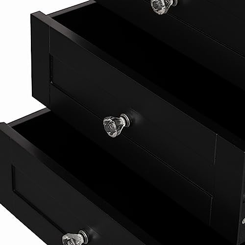 Black Tall Freestanding Storage Cabinet with 2 Open Shelves, 3 Drawers Y217107