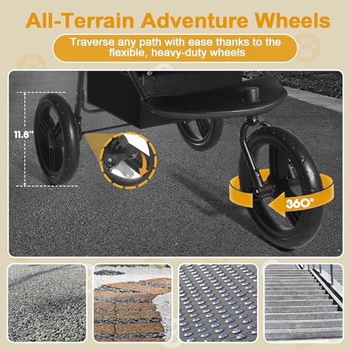 Black 3 in 1 Pet Stroller with Removable Carrier L264