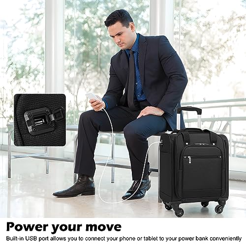 Underseat Carry On Luggage Softside Lightweight Spinner Suitcase O572