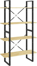Solid Pine Wood Bookshelf with 4-Tiers, Untreated Brown Natural Finish O664