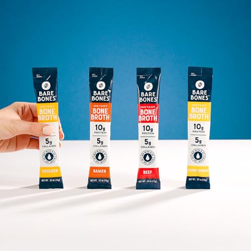 Bone Broth Instant Powdered Beverage Mix, Variety Pack of 32, 15g Sticks U921