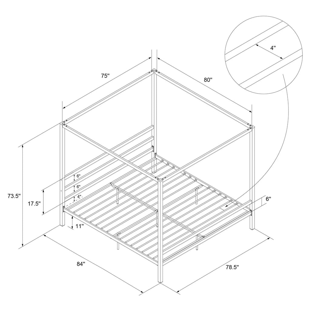 Black King Metal Platform Bed Frame J712770
