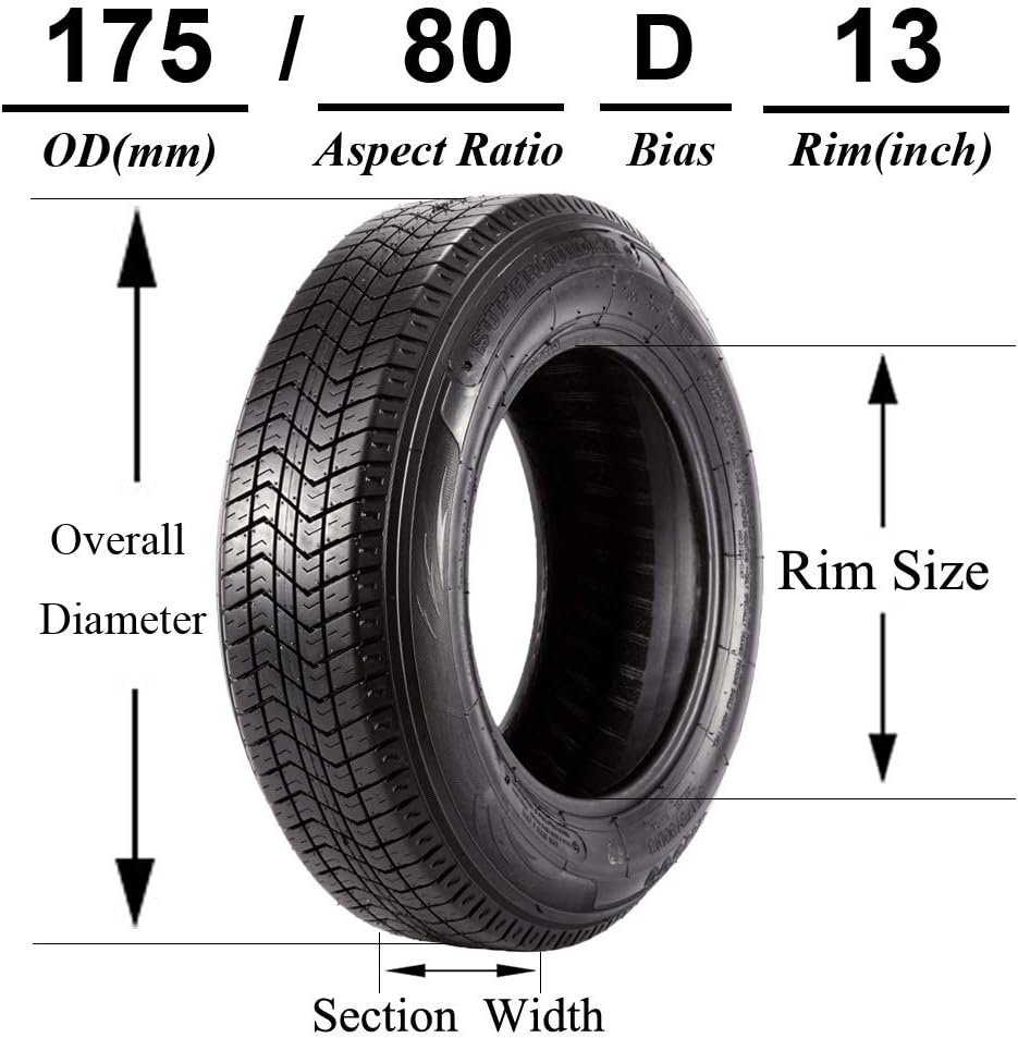 Set of 3 Trailer Tires 175/80D13 Load Range C Z53543