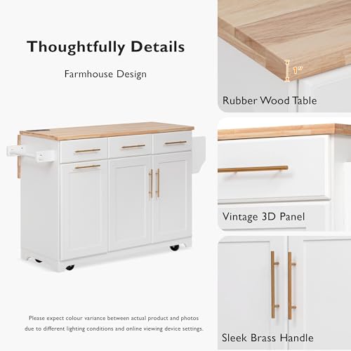 White Kitchen Island with Storage J458