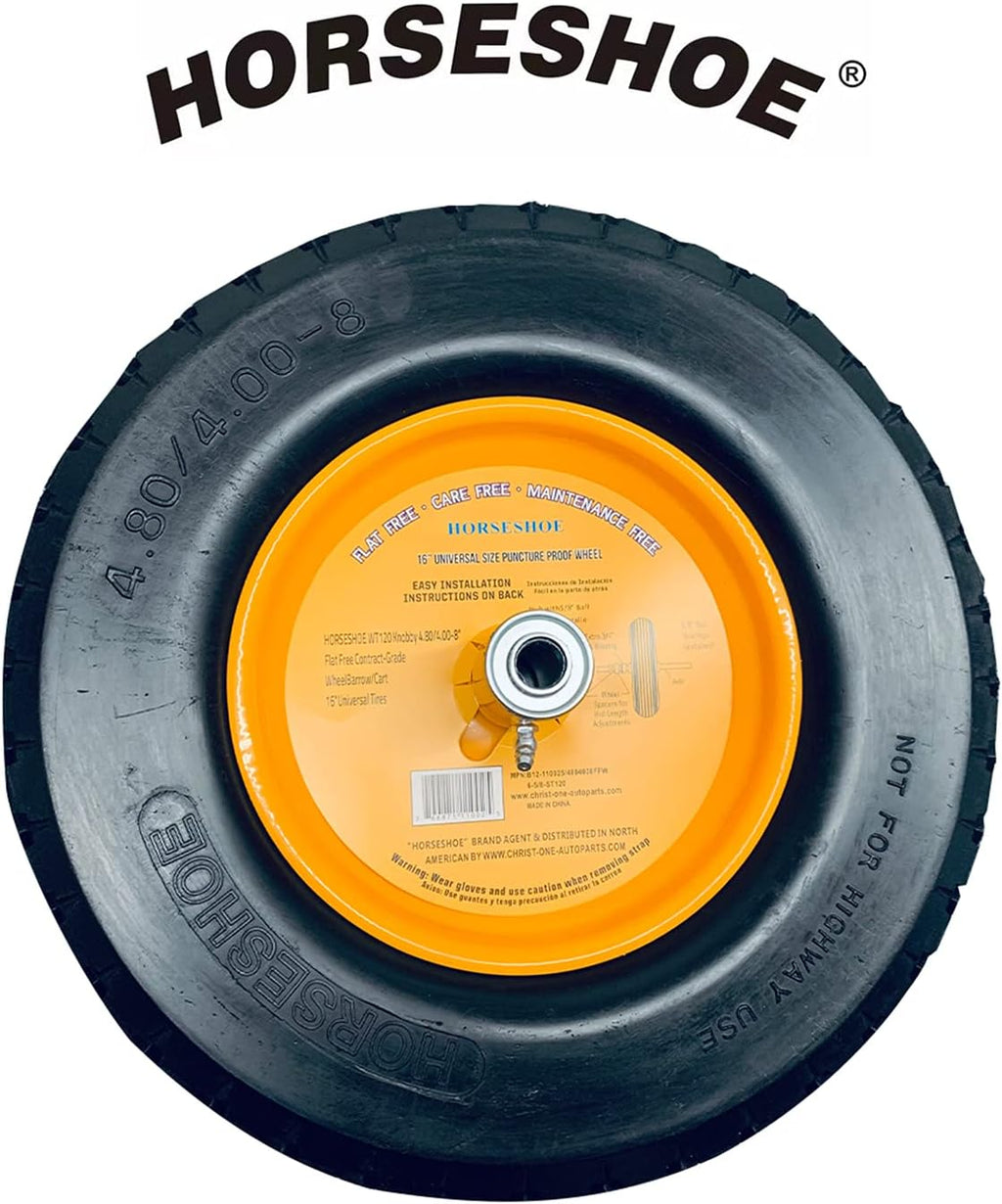 2Pk 4.80/4.00-8 Flat Free Solid Wheelbarrow Tire with Steel Rim A768807
