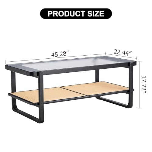 41.3 Inch Rectangle Wooden Coffee Table with Storage K838659