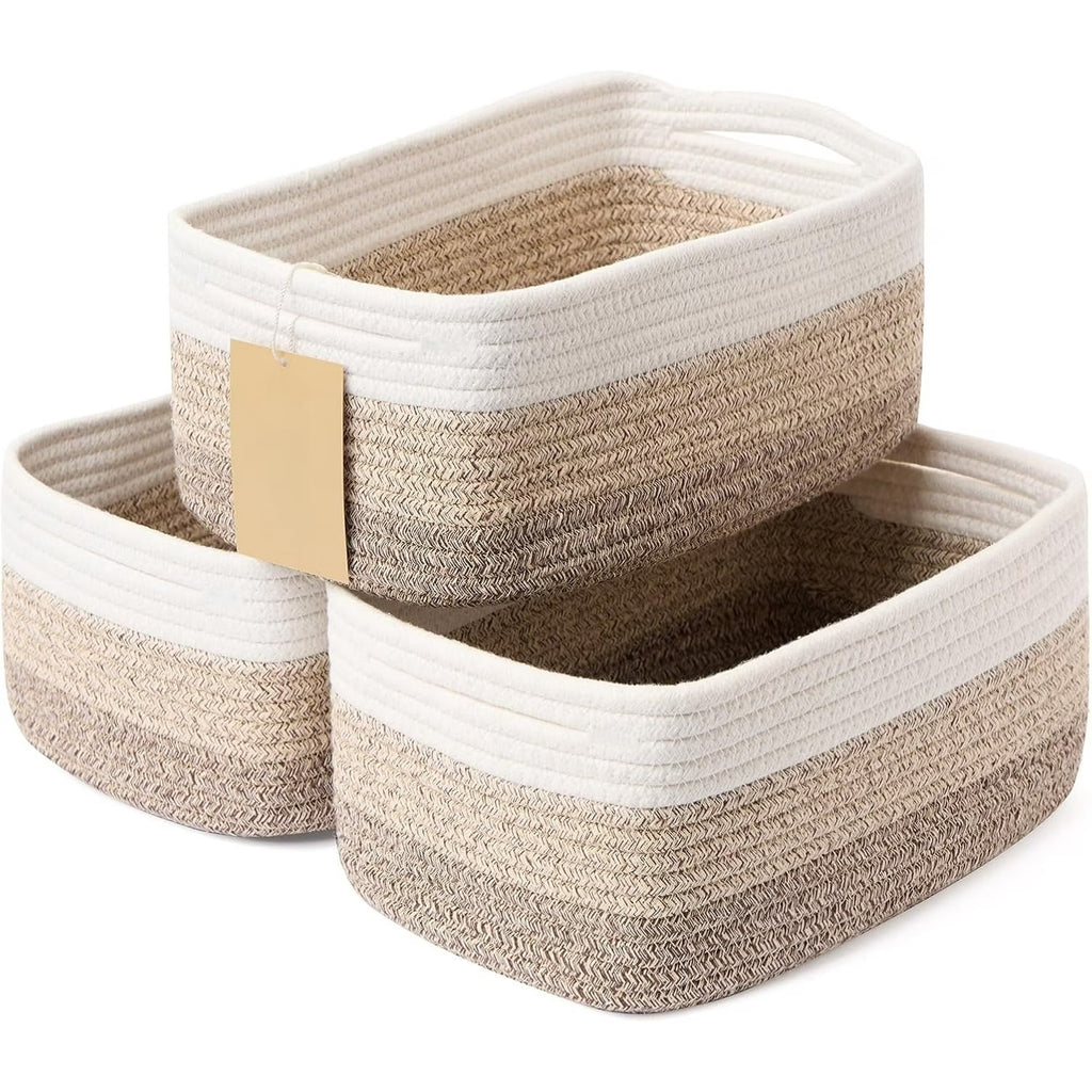 Small Storage Baskets, 3 Packs, 13x8.5x5.1”, Woven Rope R758