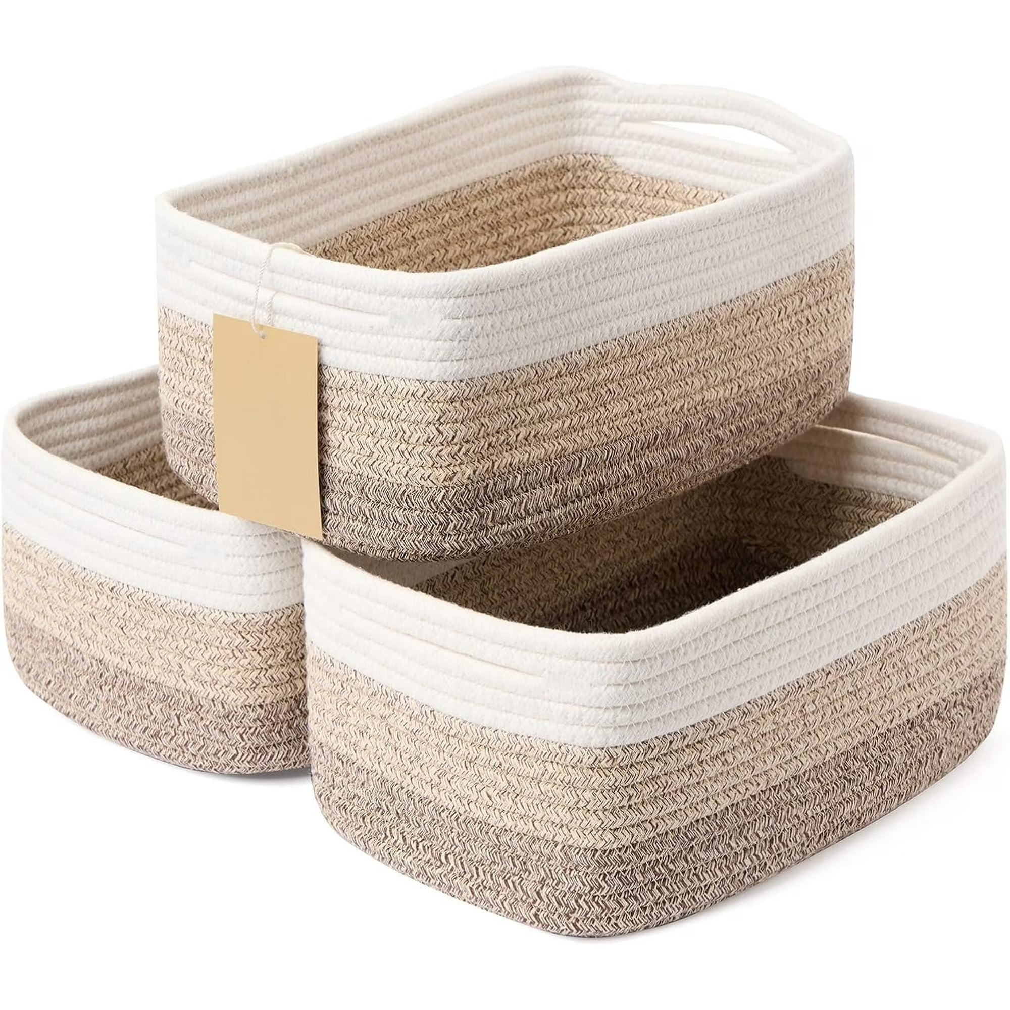 Small Storage Baskets, 3 Packs, 13x8.5x5.1”, Woven Rope R758