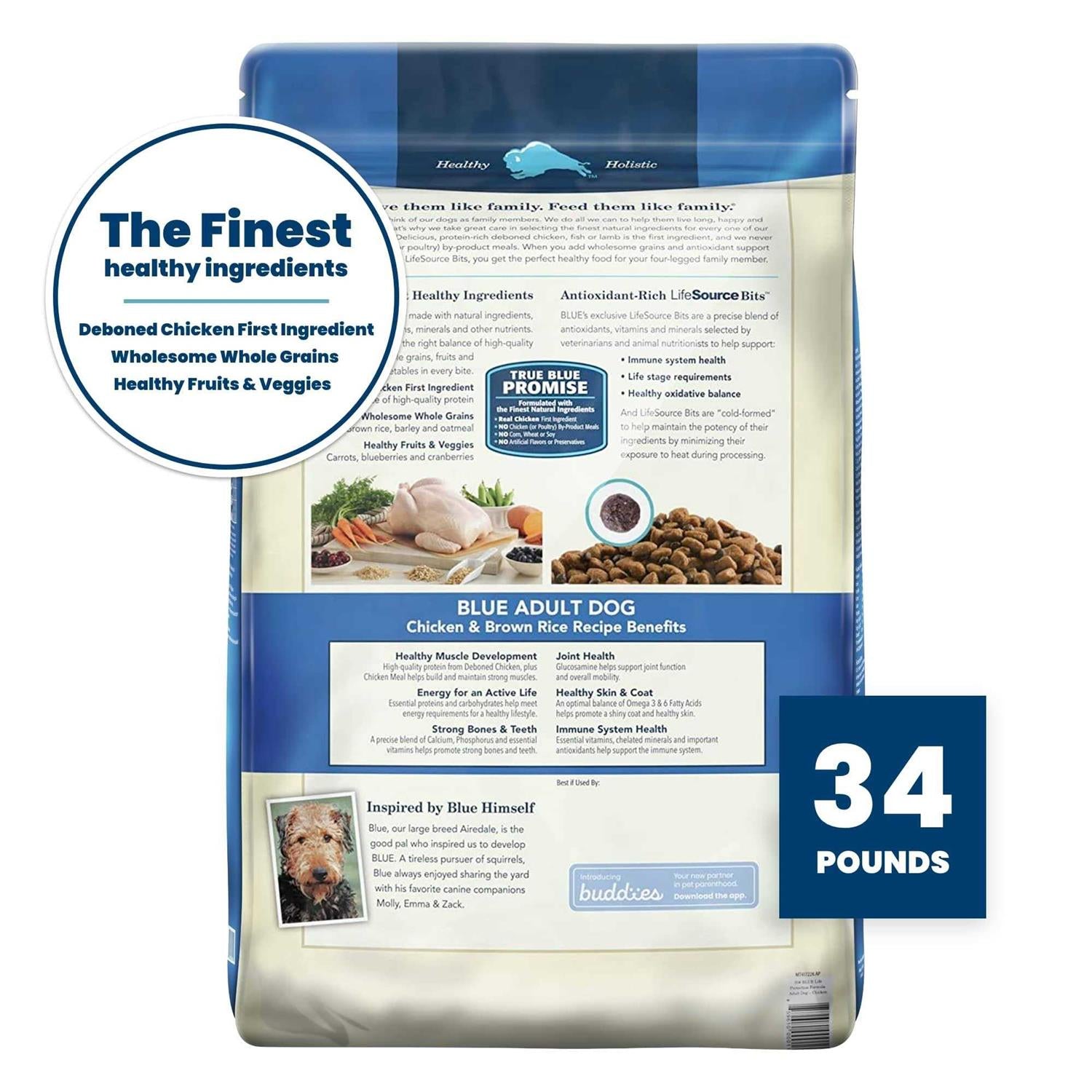 Blue Buffalo Life Protection Formula Natural Adult Dry Dog Food, Chicken and Brown Rice A7038