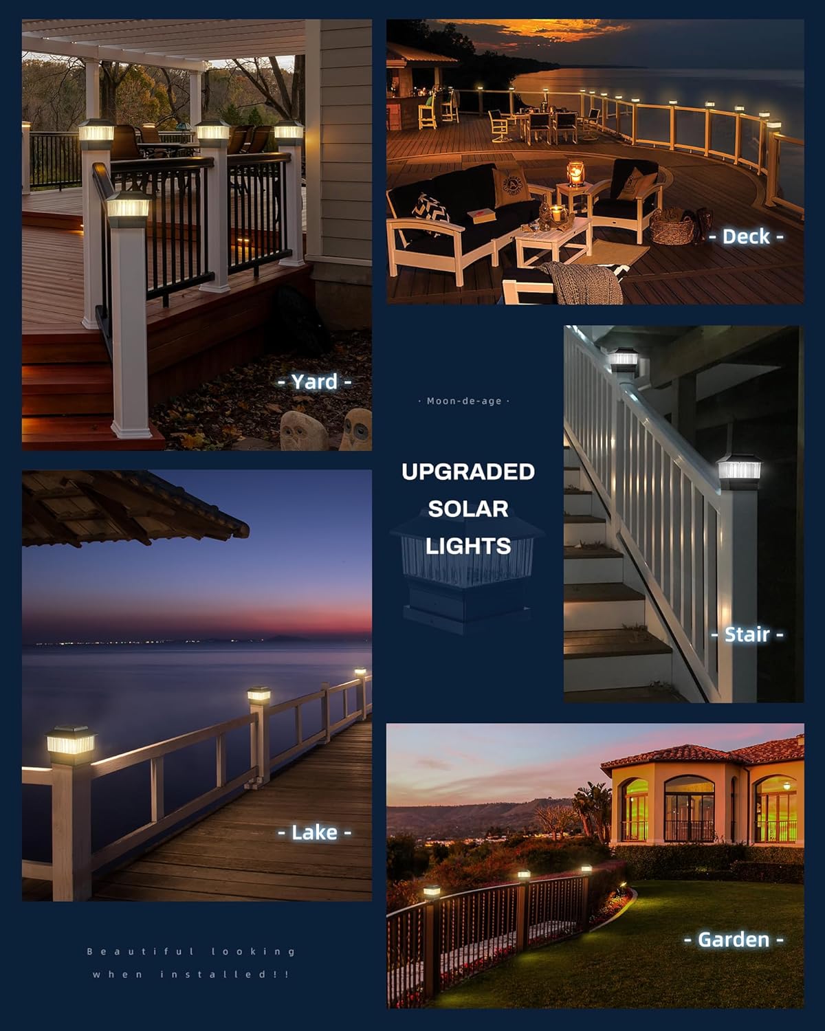 50 Lumen 3 Modes Solar Post Lights (1 Pack) and RGB & Warm Solar Post Cap Lights (1 Pack) D663