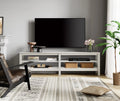 White 70 inch Wood TV Stand with 4 Cubby E876
