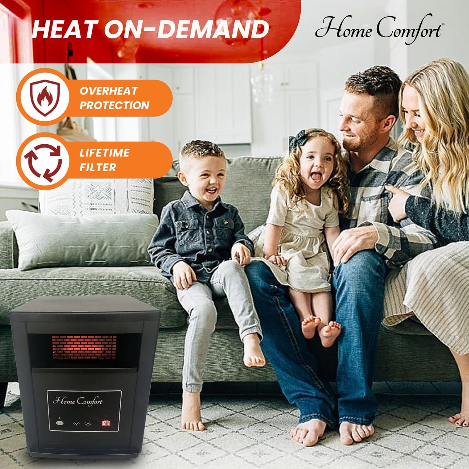 Black 1500W Infrared Heater with Thermostat and Remote Control Y35796