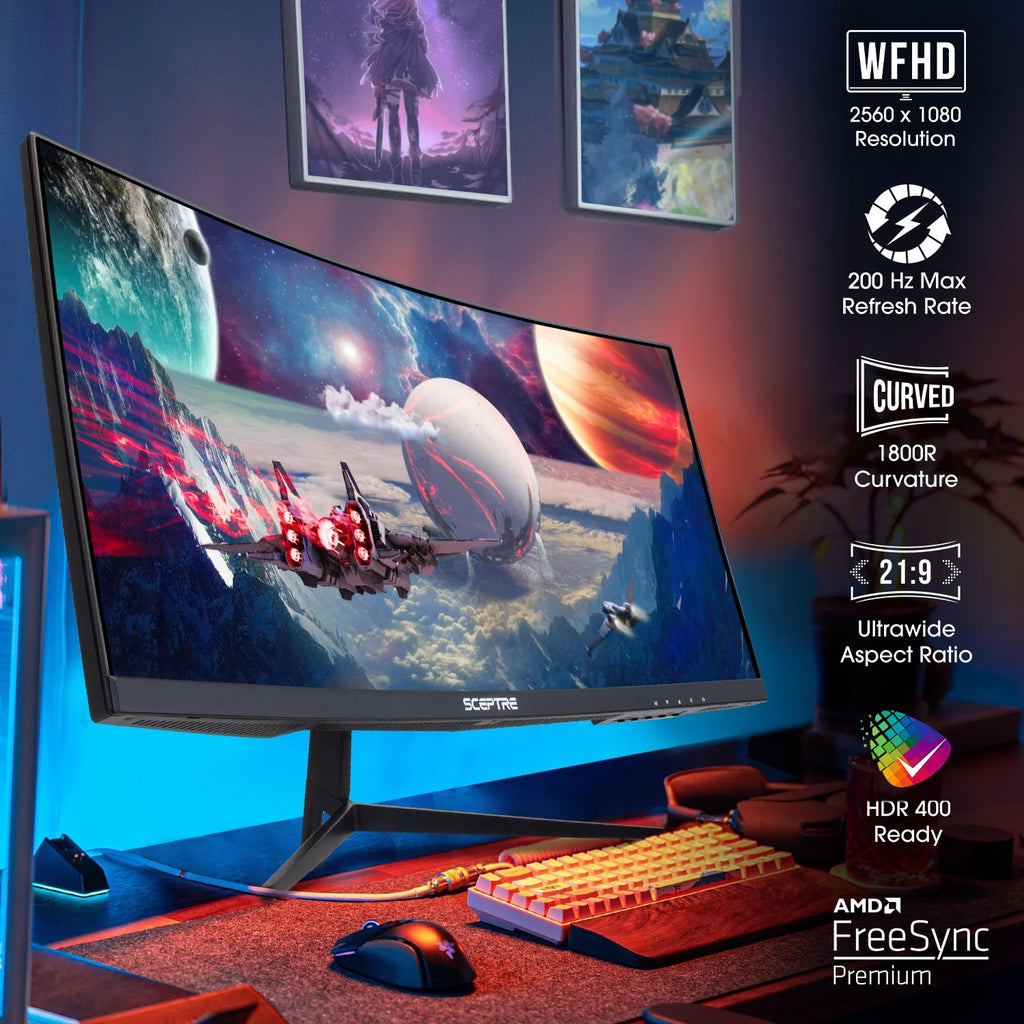 30" Curved VA LED Monitor 2560 x 1080 200 Hz Black C700346