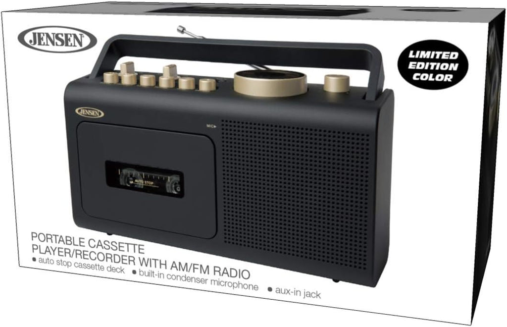 Portable Boombox AM/FM Radio & Tape Cassette Player with Aux Input & Built in Speakers X630070