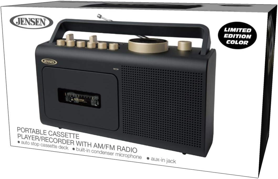 Portable Boombox AM/FM Radio & Tape Cassette Player with Aux Input & Built in Speakers X630070