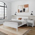 White Solid Wood Queen Bed Frame with Headboard F12434