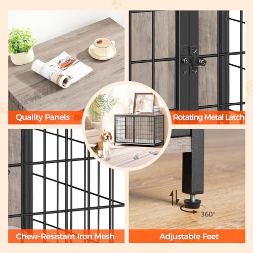 Greige Wooden Dog Crate with Double Doors, 31.5" L M73552
