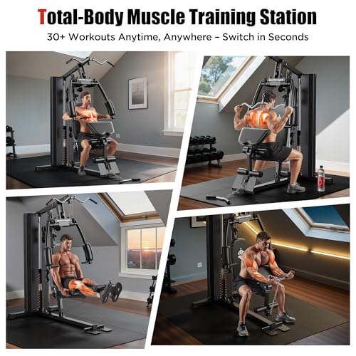 Multifunctional Home Gym Equipment with 154LBS Weight Stack T48979