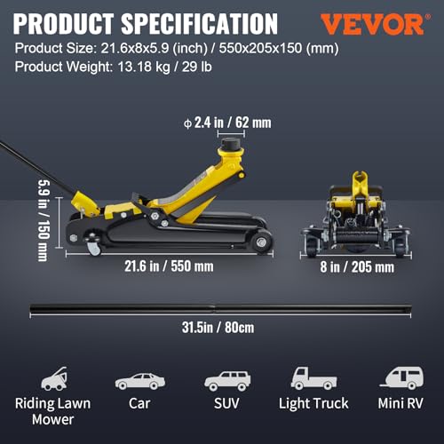 2.5 Ton Low Profile Steel Racing Floor Jack M3964