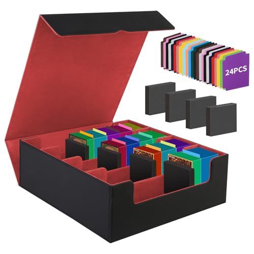 Trading Card Storage Box 4Rows, 3200+ Cards, with 24 Dividers & 4 Foam Stoppers W518