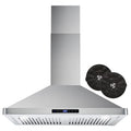 Stainless Steel Ductless Wall Mount Range Hood with LED Lighting and Carbon Filter Kit J7476