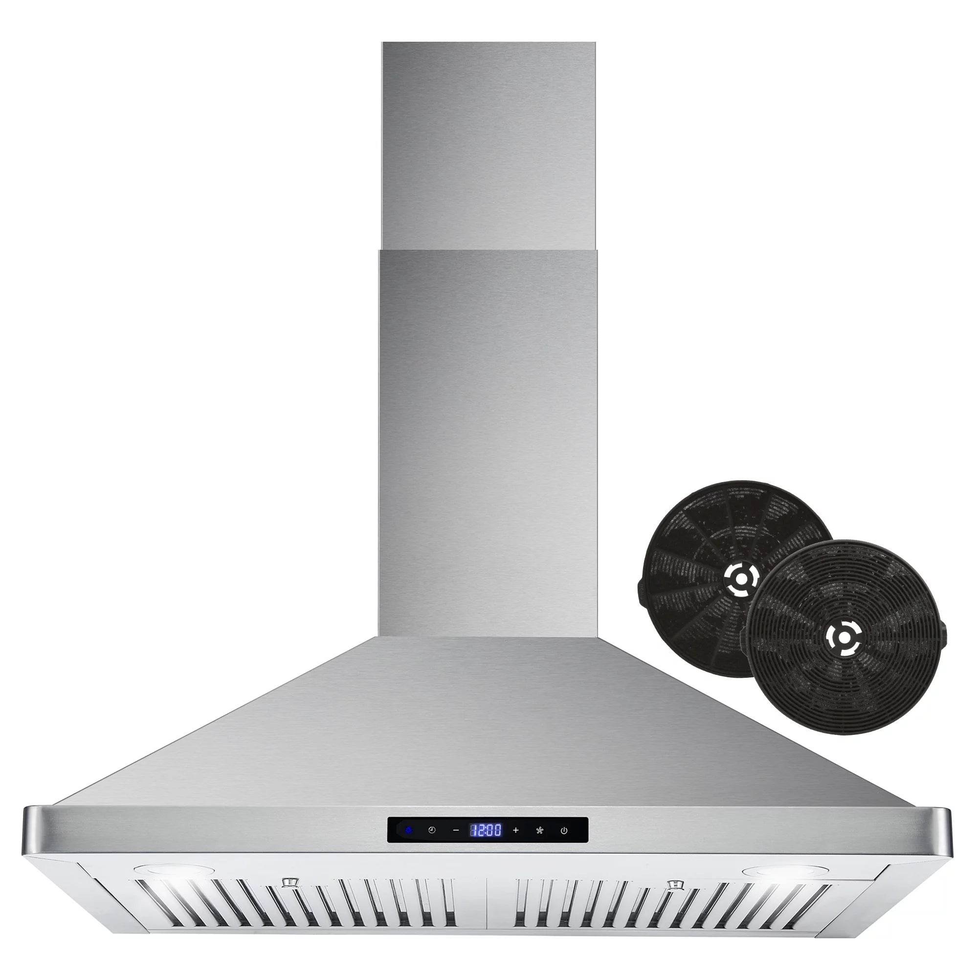 Stainless Steel Ductless Wall Mount Range Hood with LED Lighting and Carbon Filter Kit J7476