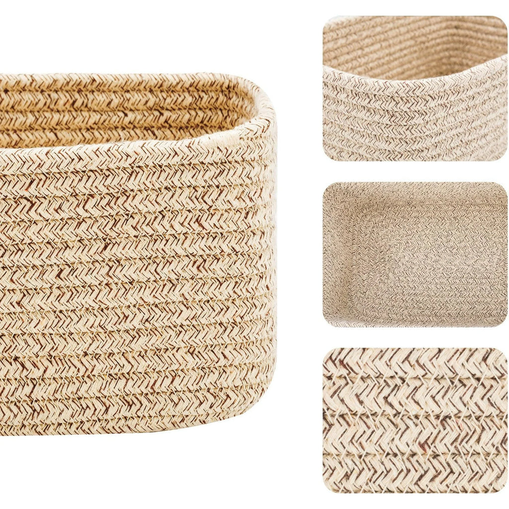 Small Storage Baskets, 3 Packs, 13x8.5x5.1”, Woven Rope R758