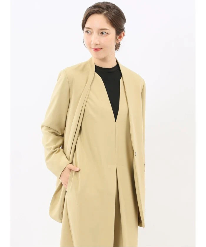 Stretch Washable Woolish No Collar Jacket F496