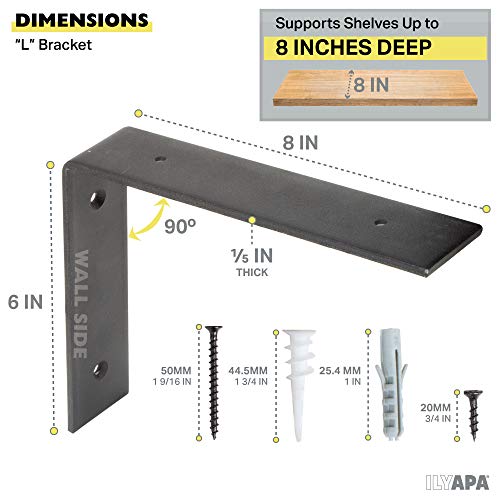 4 Pack Rustic Iron Black Metal Shelf Brackets N90976