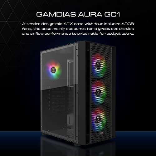 White RGB ATX Mid Tower Computer PC Case with Tempered Glass and 3 Built-in 120mm ARGB Fans E2823