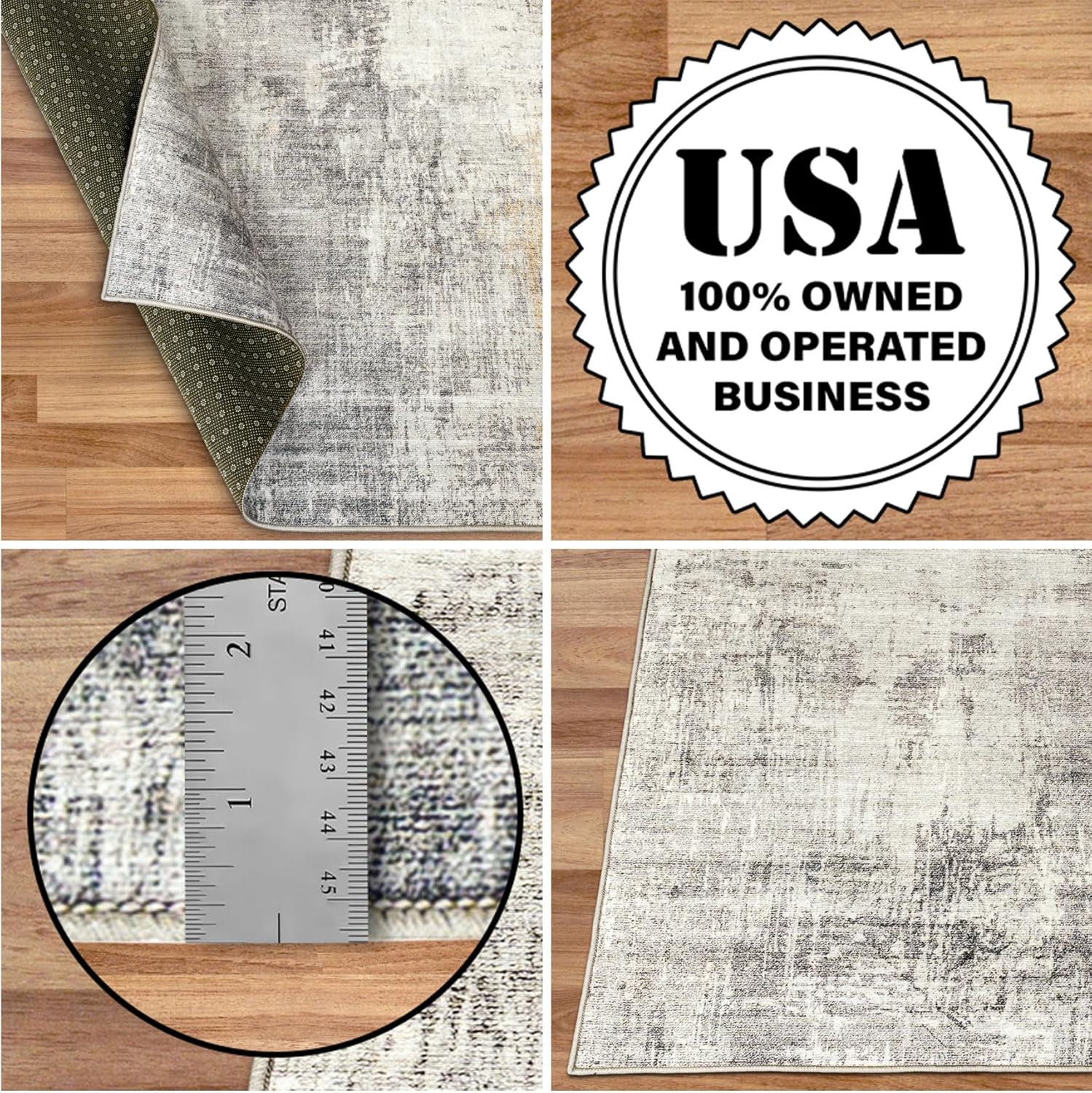 Beige 2'6" x 6' Machine Washable Area Rug Runner Y378287