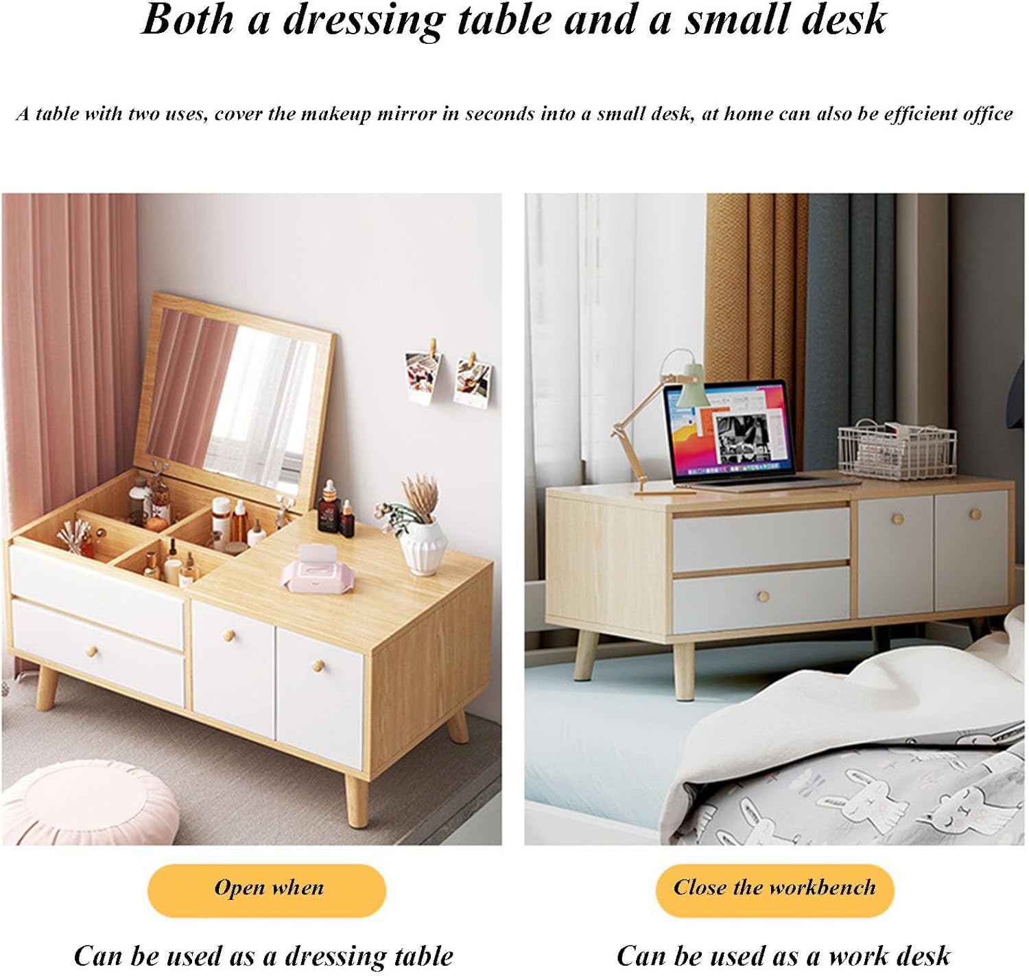 Dressing Table with Flip Top Mirror and Drawer V443415