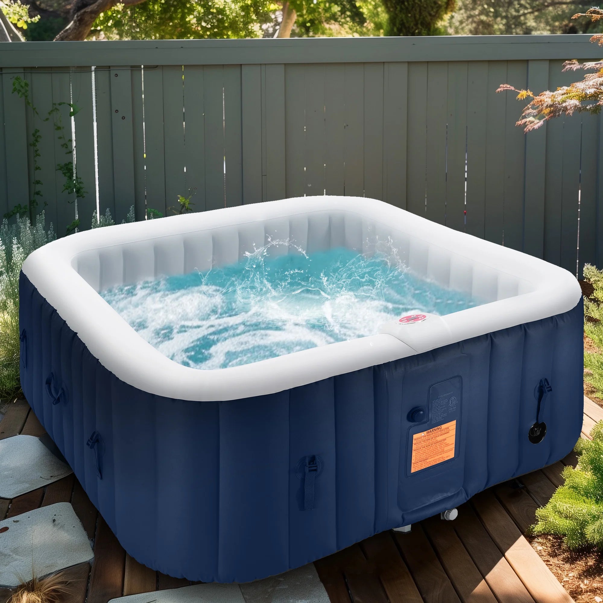 Inflatable Hot Tub with 130pcs Jet, Lockable Cover, Storage Bag D15911