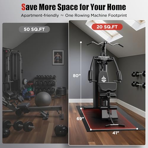 Multifunctional Home Gym Equipment with 154LBS Weight Stack T48979