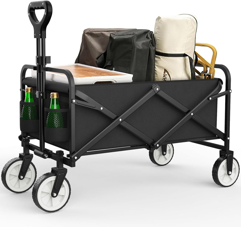 Collapsible Folding Wagon Cart with Universal Wheels & Adjustable Handle V9704