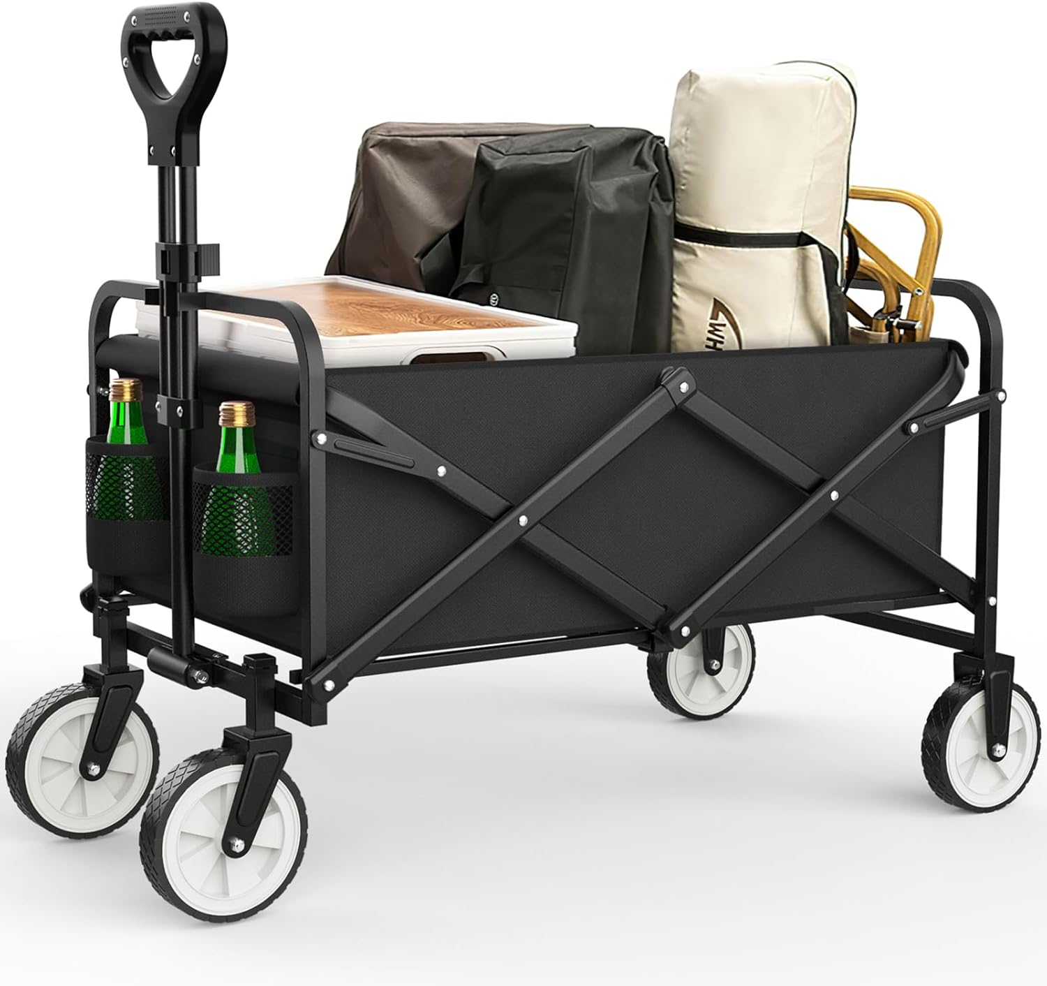 Collapsible Folding Wagon Cart with Universal Wheels & Adjustable Handle V9704
