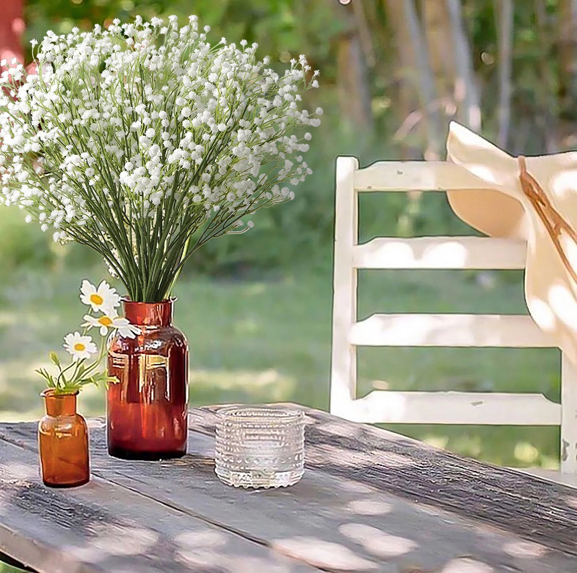 10 Pcs Artificial White Baby's Breath 23.6" A766966