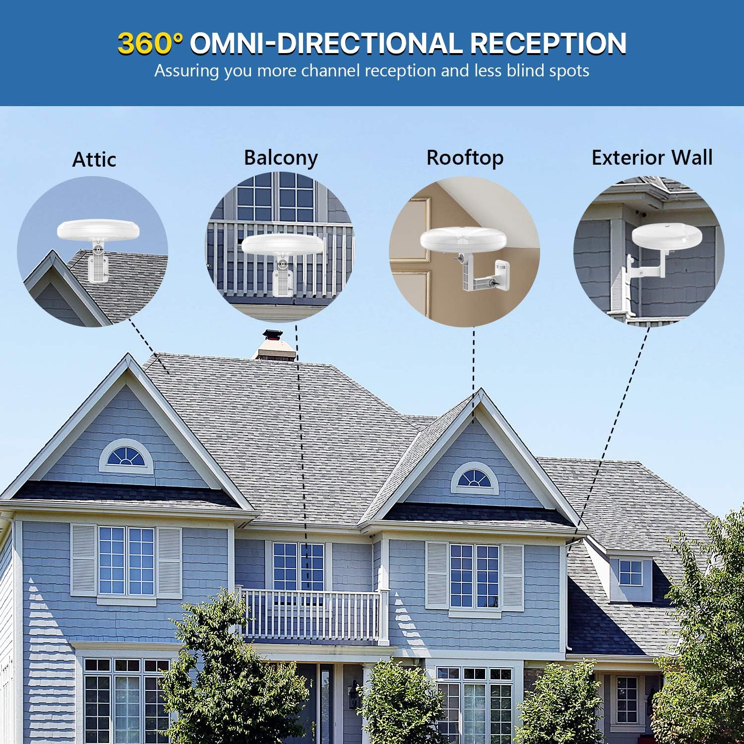 Outdoor TV Antenna Amplified Long Range 4K 1080P UHF VHF V31917