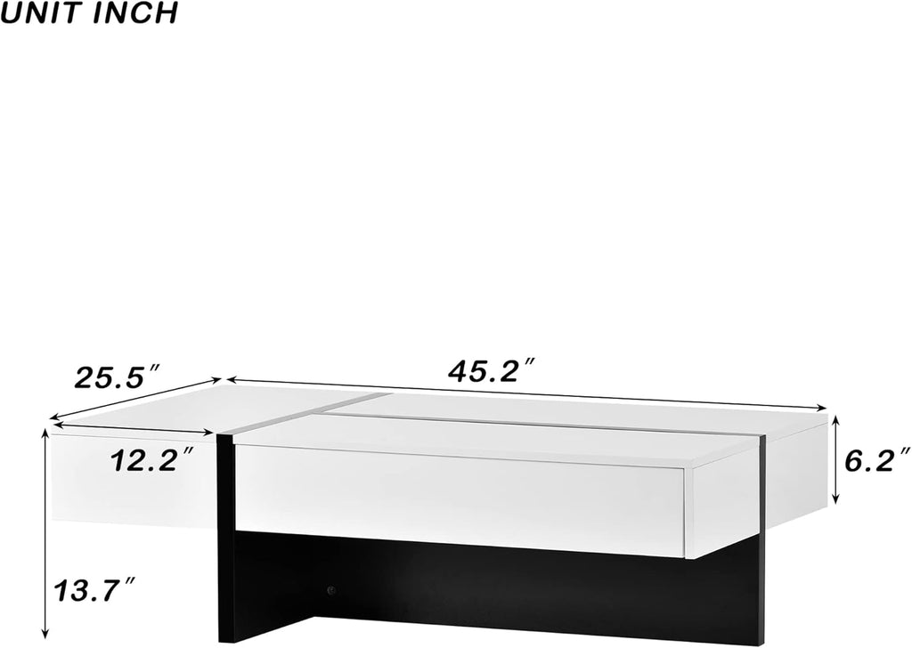 White and Black Rectangle Coffee Table U9073