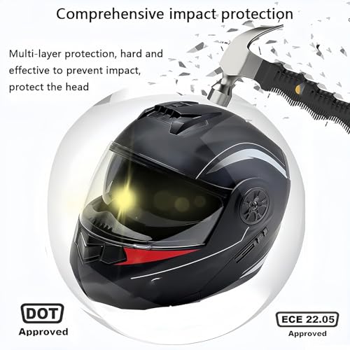 Bluetooth Modular Full Face Flip Up Motorcycle Helmet with Dual Speaker and Microphone J144